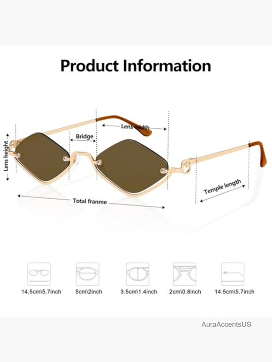Retro Y2K Semi-Rimless Narrow Gold Sunglasses UV400 main image 4
